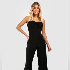 TWIST FRONT BANDEAU WIDE LEG JUMPSUIT